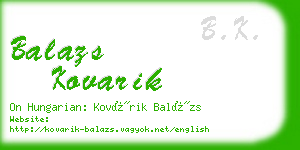 balazs kovarik business card